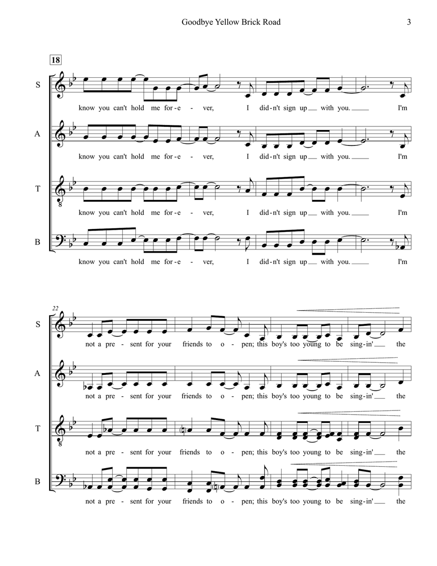 Goodbye Yellow Brick Road 4-Part scores gallery preview page 3
