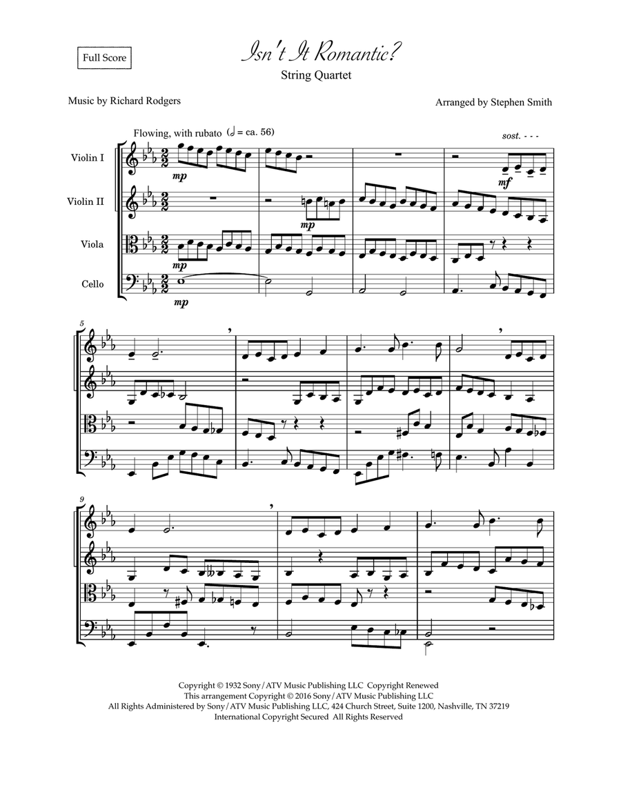 Isn't It Romantic? String Quartet scores gallery preview page 1