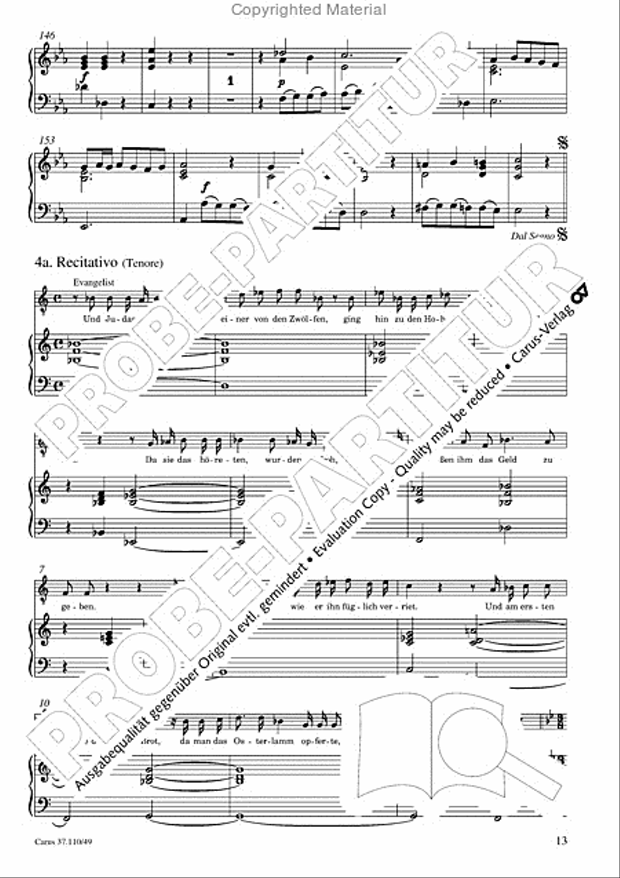 Markuspassion. Werkausgabe Reihe 1, Bd. 7 (Homilius) Organ scores gallery preview page 14