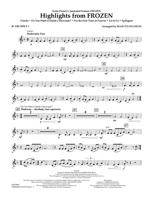 Book cover for Highlights from Frozen (arr. Sean O'Loughlin) - Bb Trumpet 3