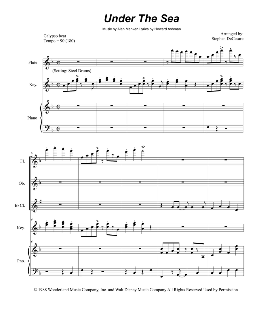 Under The Sea Woodwind Quintet scores gallery preview page 1