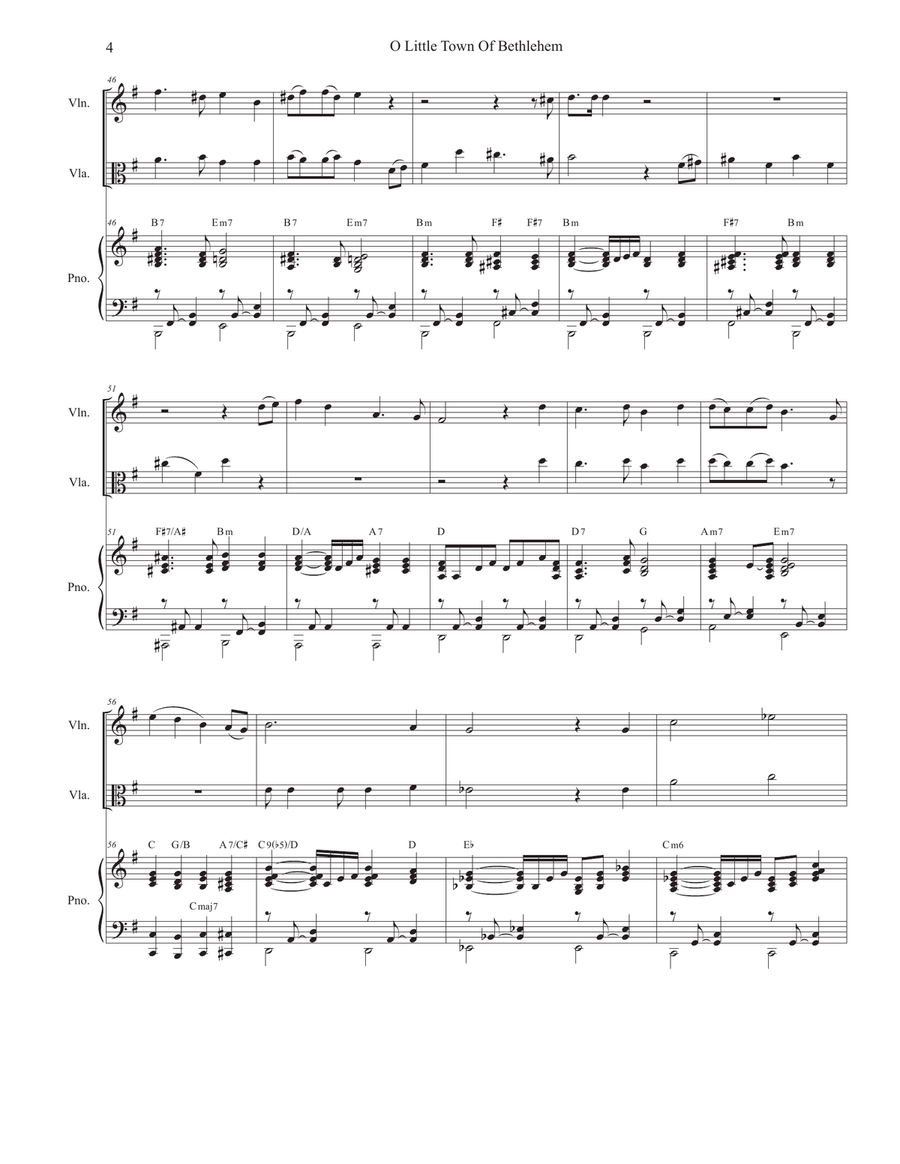 O Little Town Of Bethlehem (Duet for Violin and Viola) String Duet scores gallery preview page 4