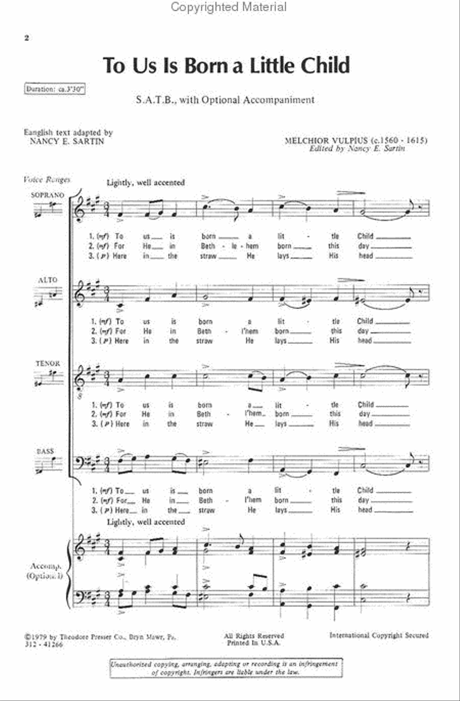 To Us Is Born A Little Child 4-Part scores gallery preview page 2