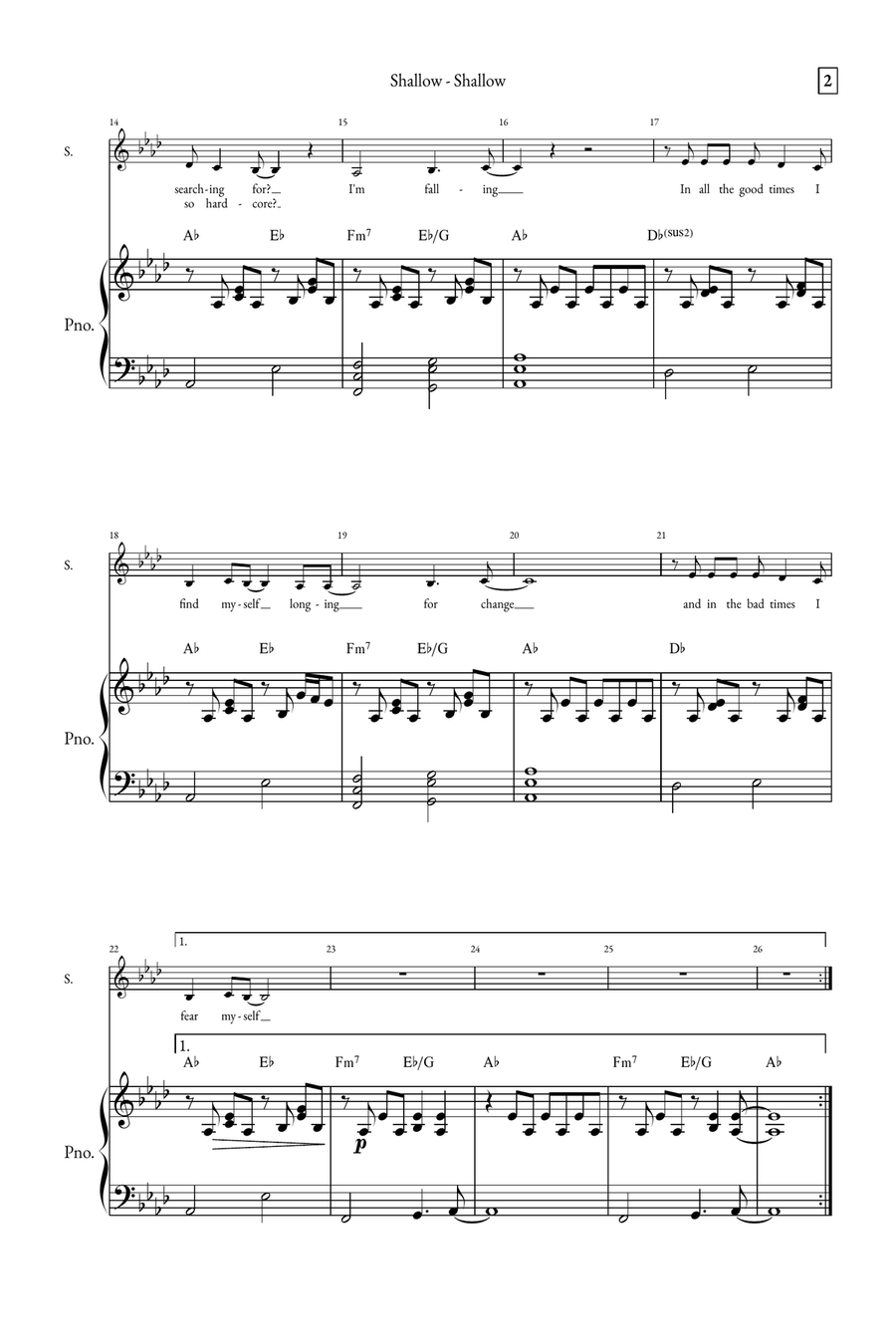 Shallow A Cappella scores gallery preview page 2