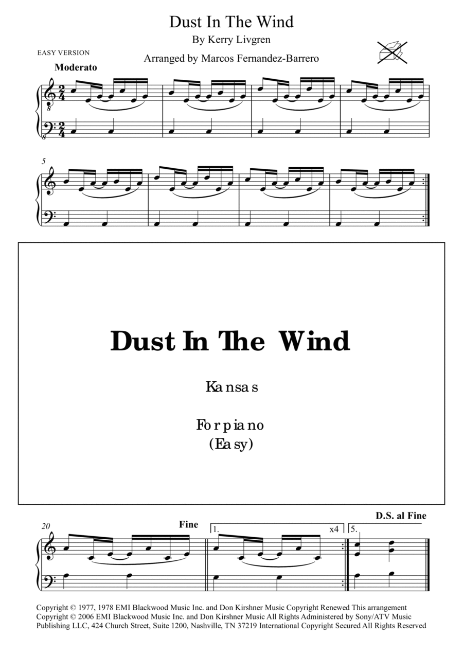 Dust In The Wind Piano Solo scores gallery preview page 1