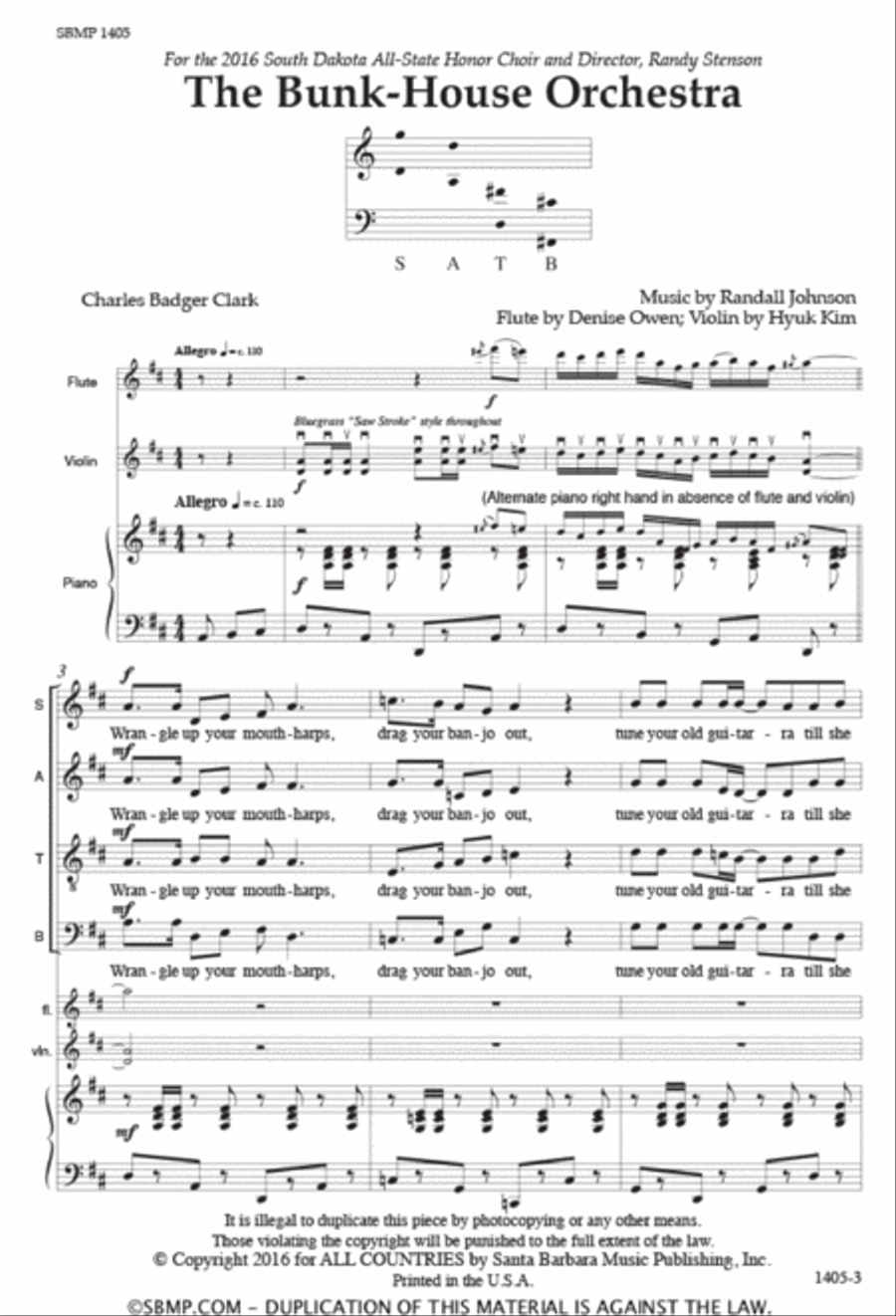 The Bunk-House Orchestra - SATB Octavo 4-Part scores gallery preview page 2