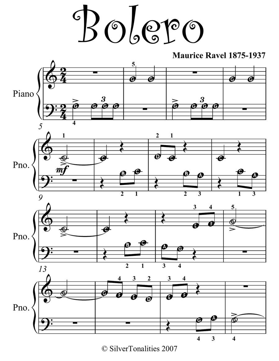 Bolero Beginner Piano Sheet Music Easy Piano scores gallery preview page 2
