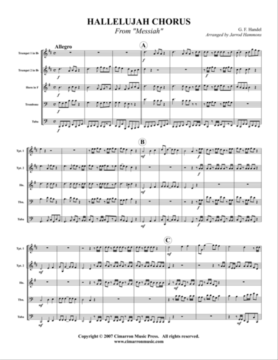 Hallelujah Chorus Brass Quintet scores gallery preview page 1