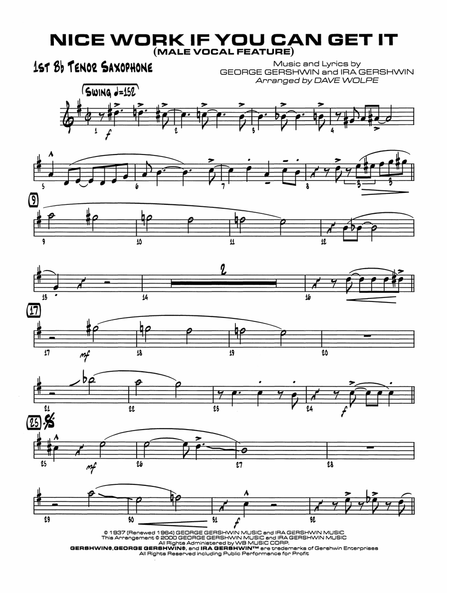 Nice Work If You Can Get It: B-flat Tenor Saxophone