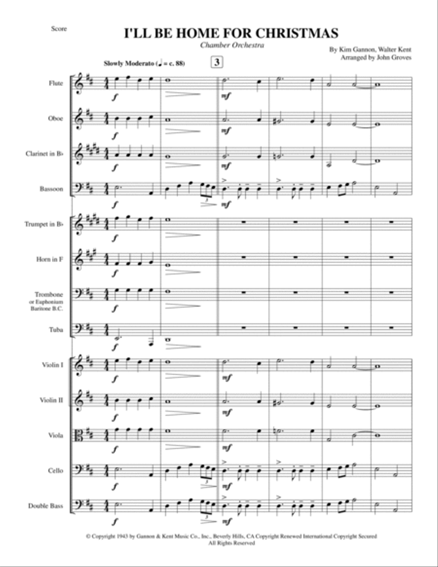 I'll Be Home For Christmas Chamber Orchestra scores gallery preview page 3