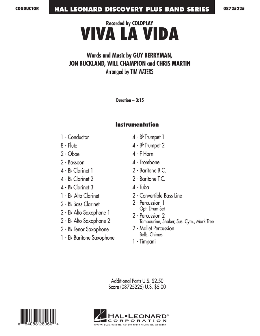 Viva La Vida - Full Score Concert Band scores gallery preview page 1