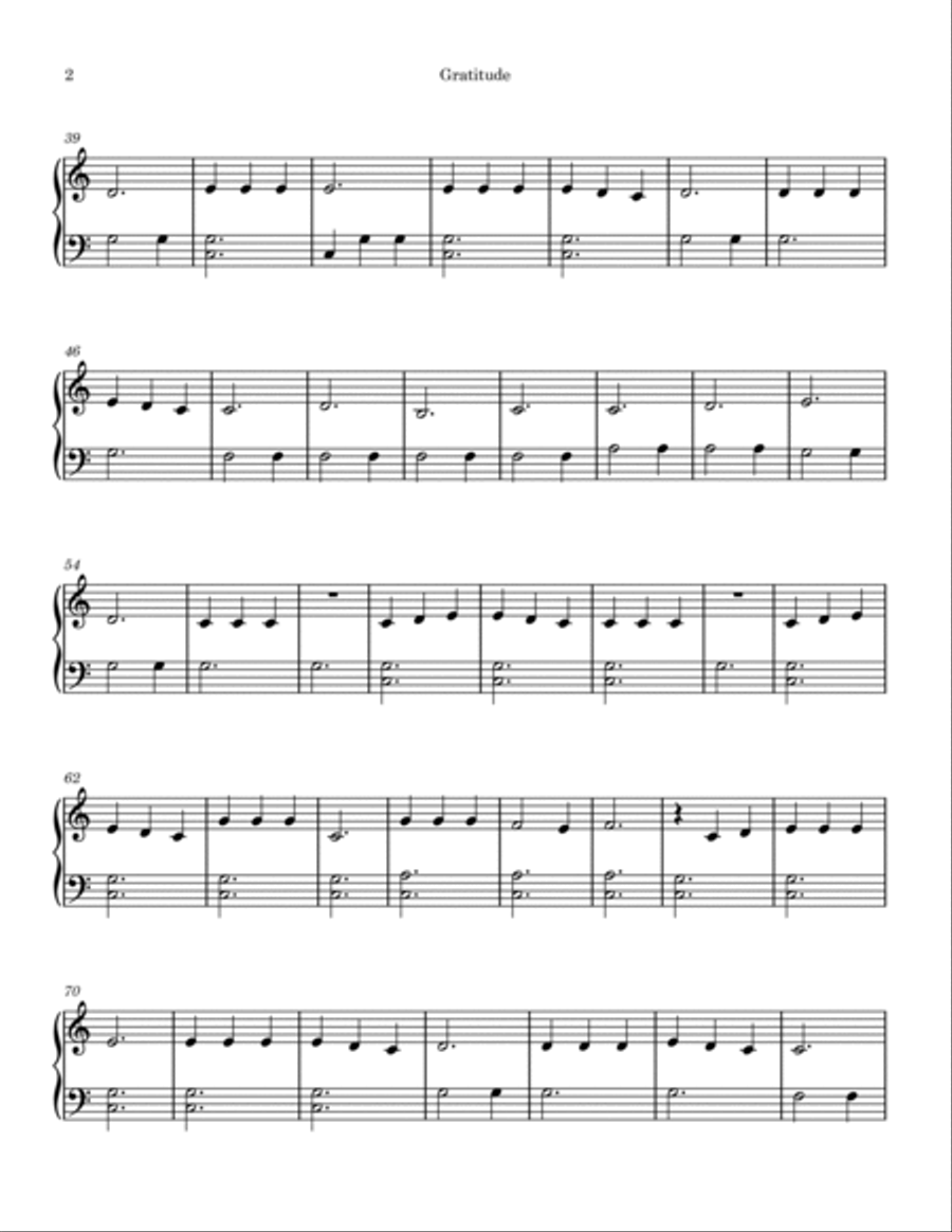 Gratitude Easy Piano scores gallery preview page 2