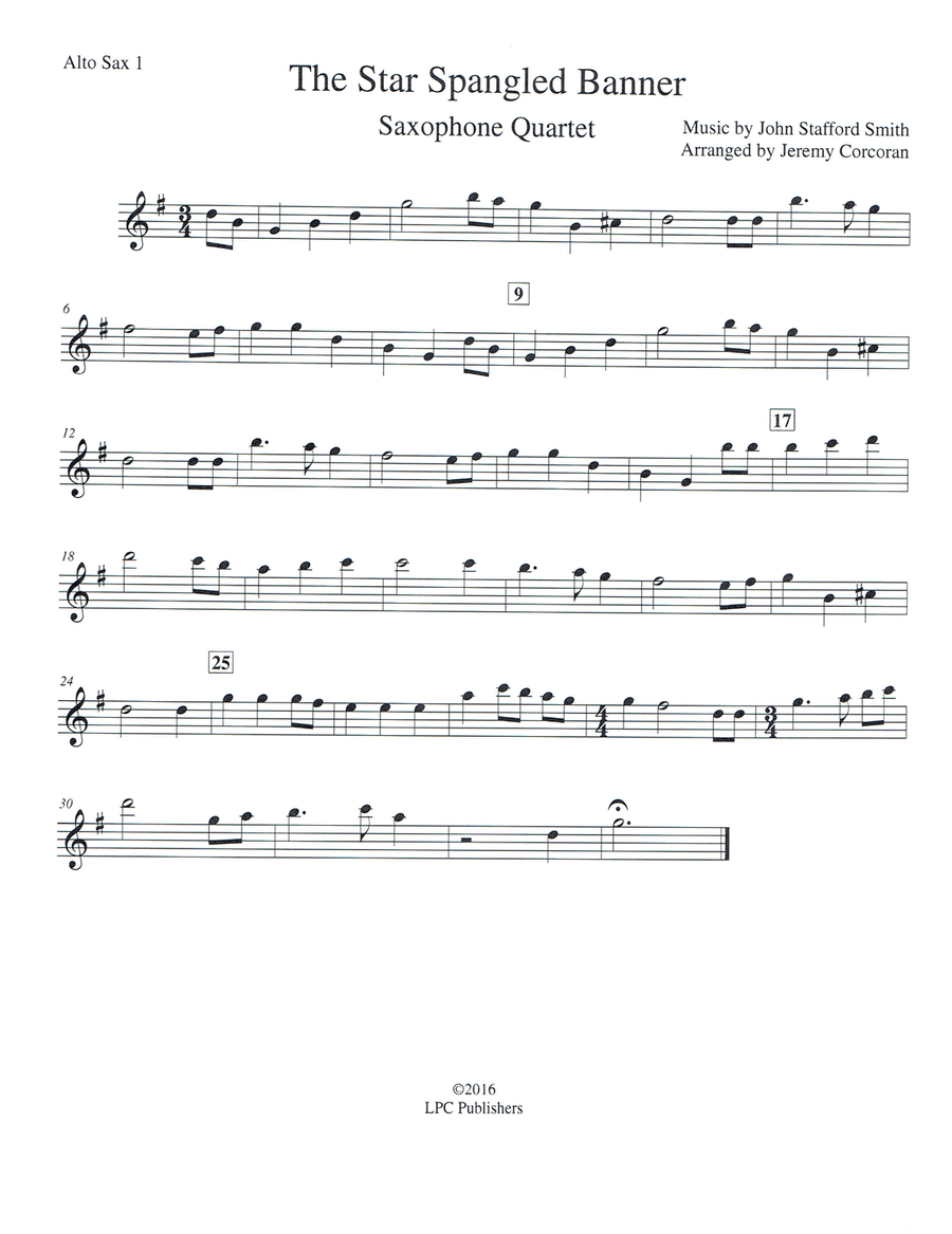 The Star Spangled Banner for Saxophone Quartet Saxophone Quartet scores gallery preview page 4