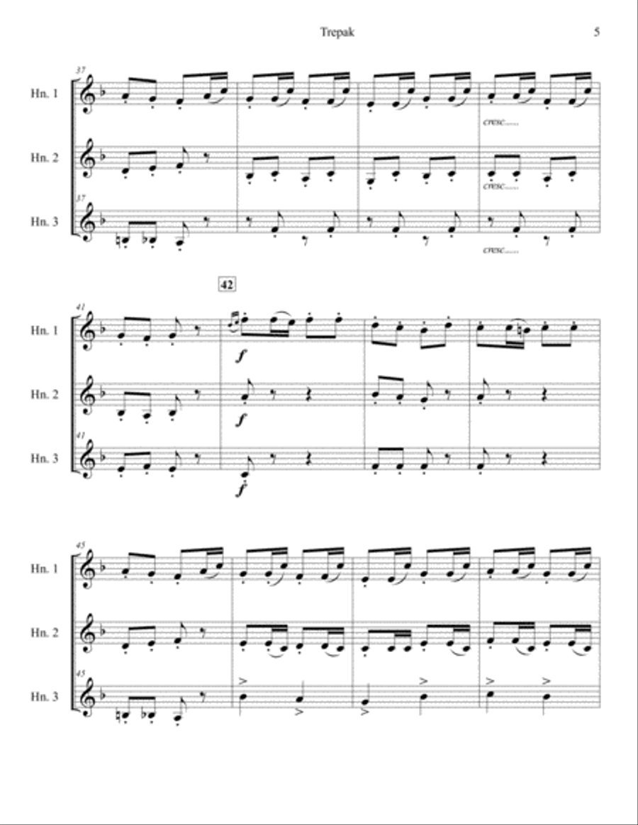 Trepak from The Nutcracker Suite for Three French Horns Brass Ensemble scores gallery preview page 5