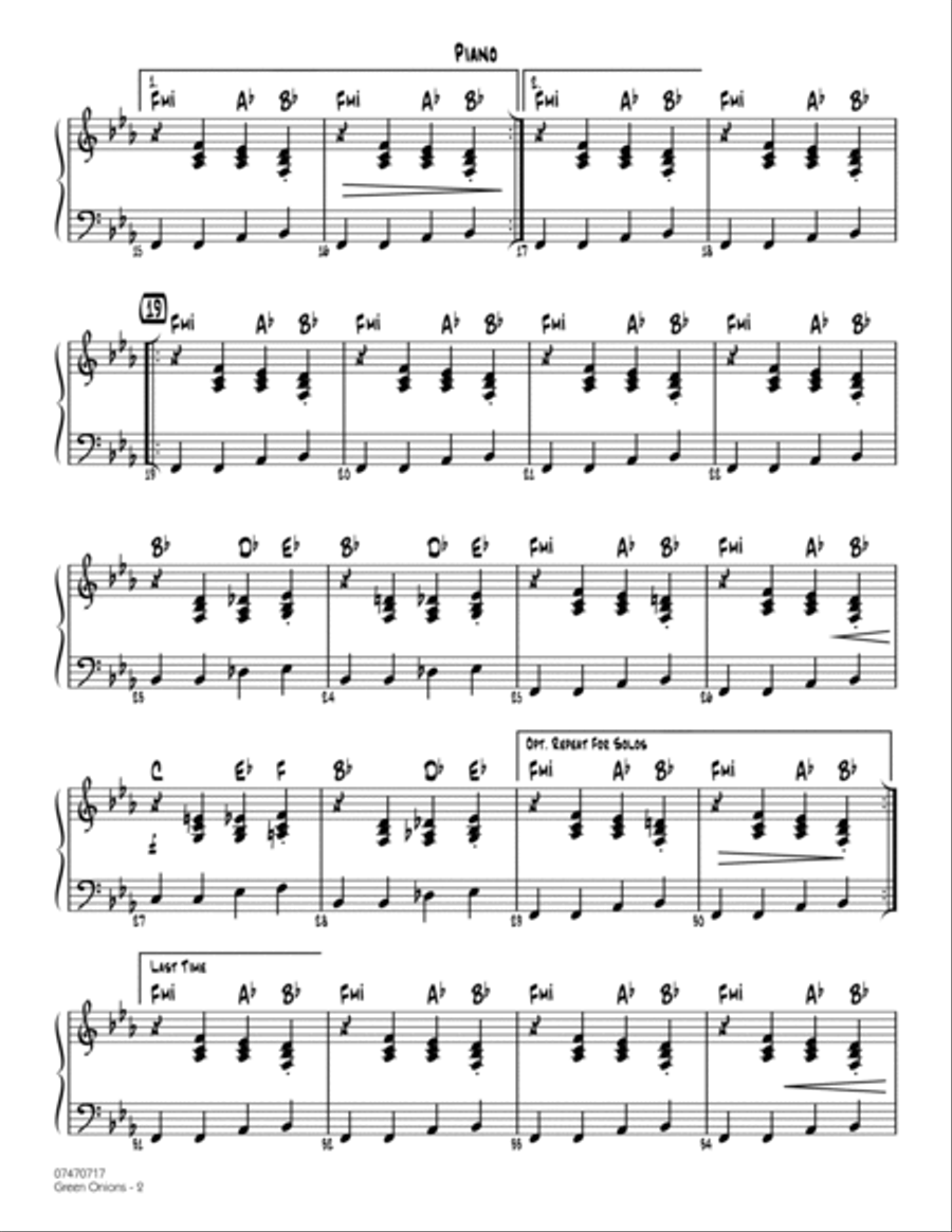 Green Onions - Piano Easy Piano scores gallery preview page 2