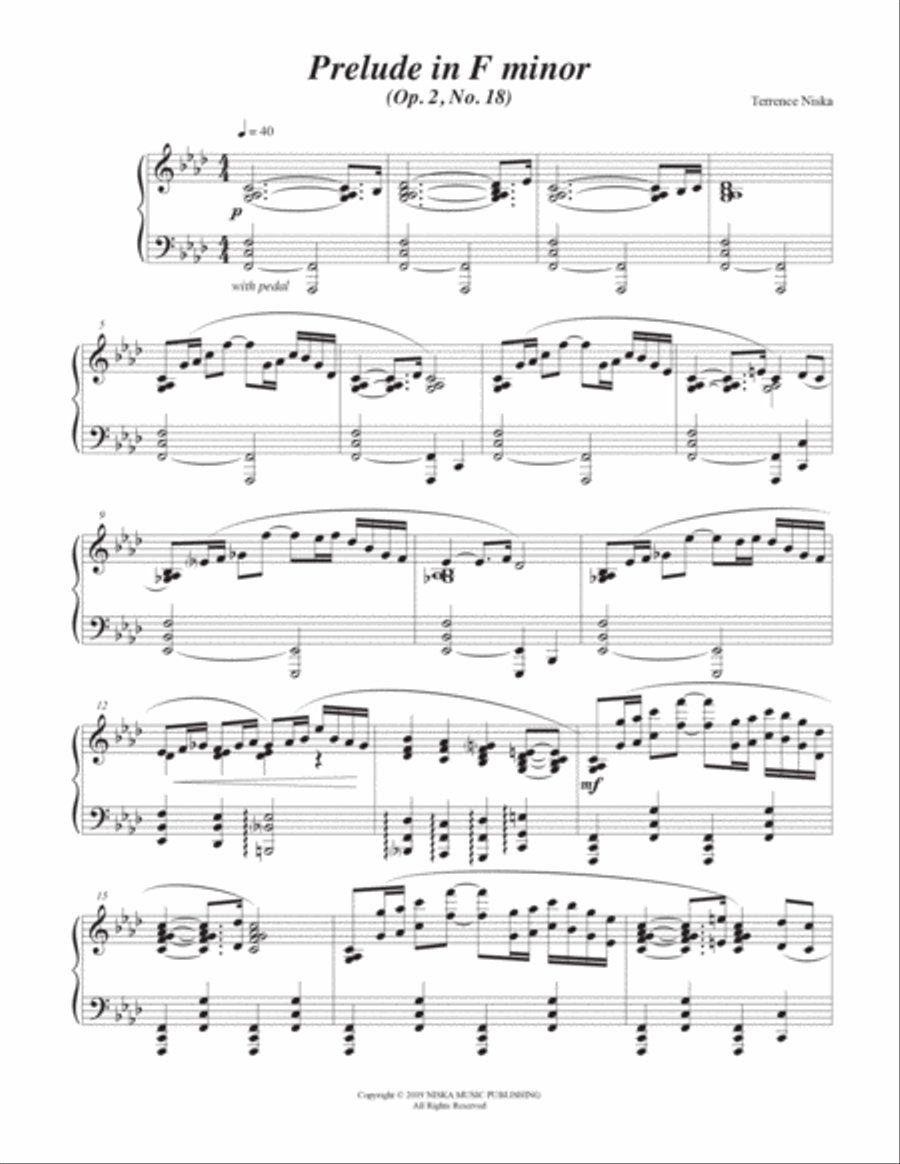 Prelude Op. 2, No. 18 in F minor Piano Solo scores gallery preview page 2