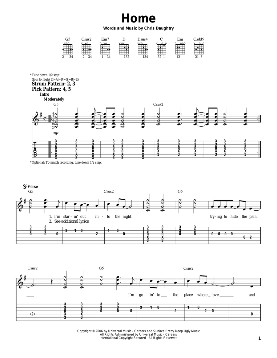 Home Acoustic Guitar scores gallery preview page 1