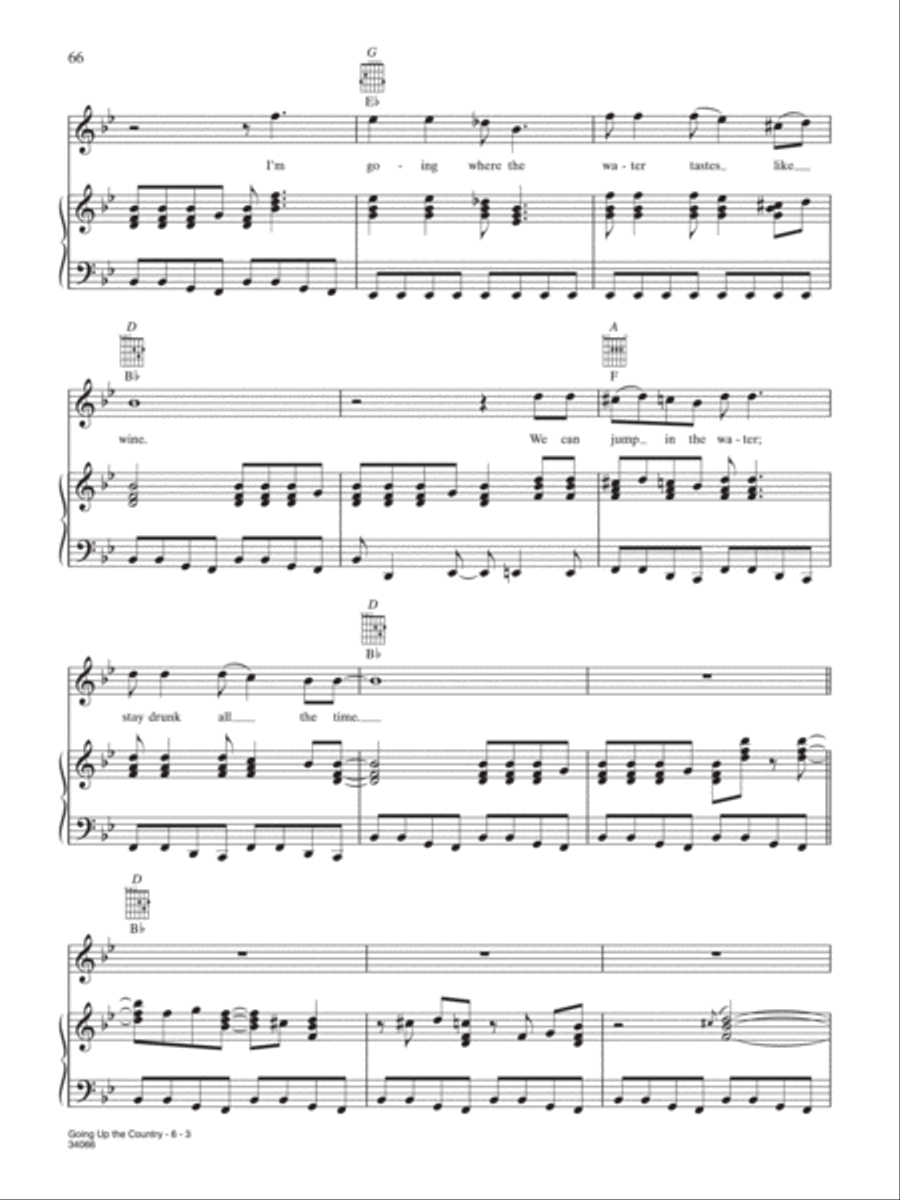 Going Up the Country Piano, Vocal, Guitar scores gallery preview page 3