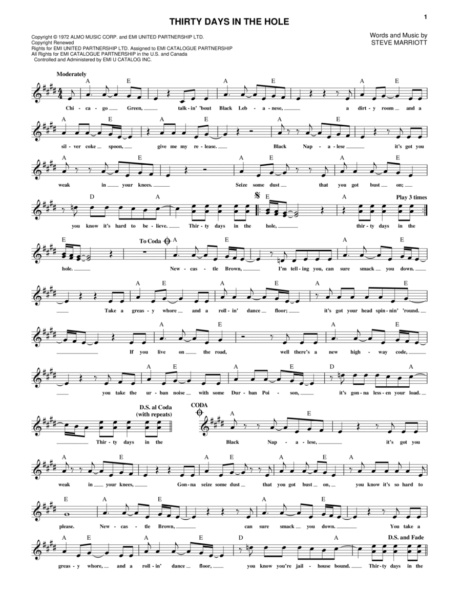 Thirty Days In The Hole Thirty Days In The Hole Electric Guitar scores gallery preview page 1