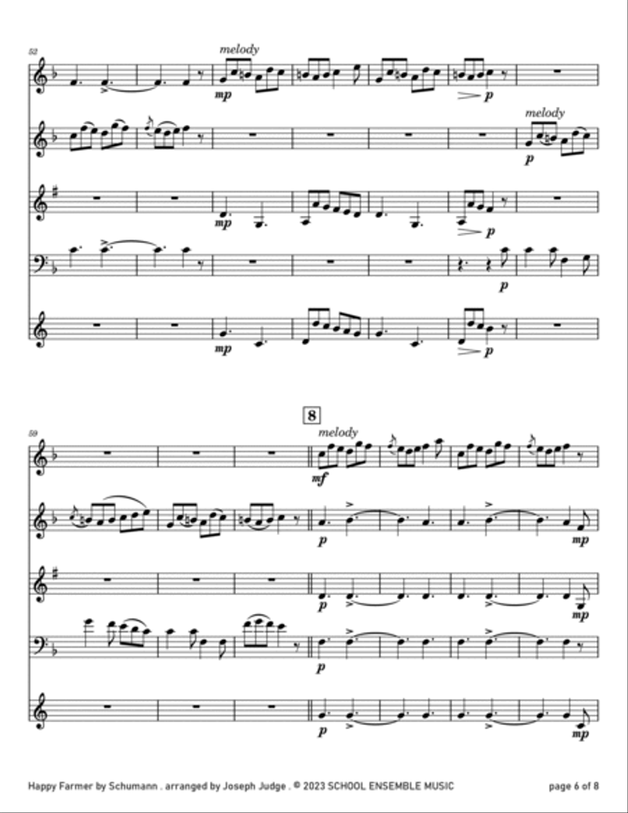 Happy Farmer by Schumann for Woodwind Quartet in Schools Woodwind Quartet scores gallery preview page 6