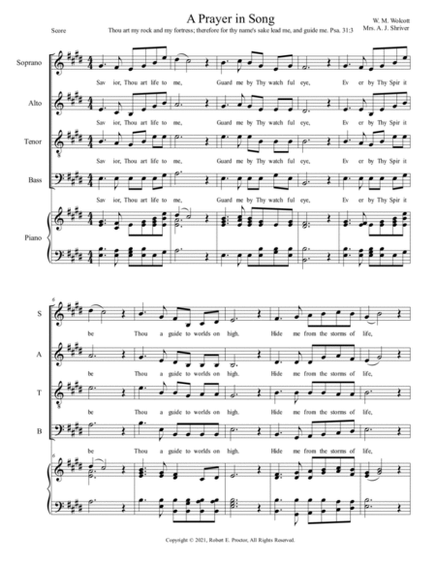 A Prayer in Song for SATB Choir or Quartet image number null