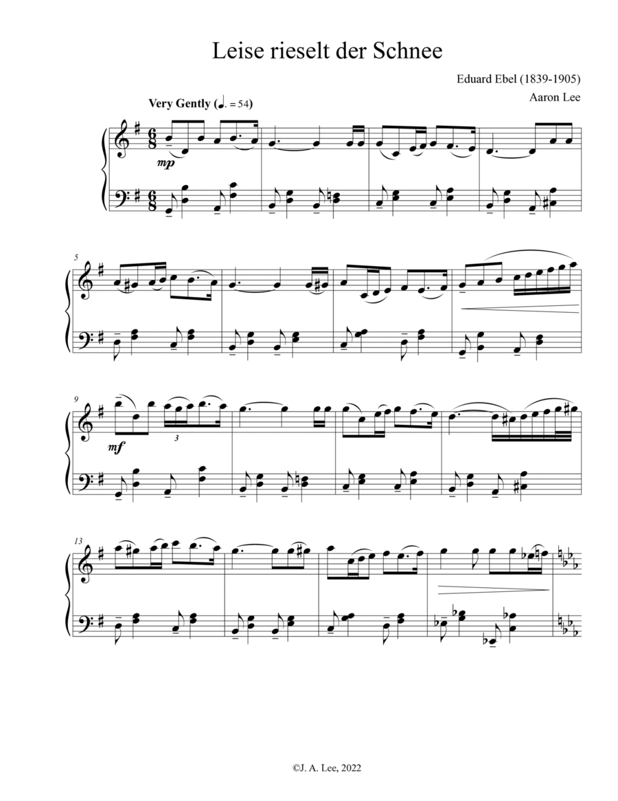 Liese rieselt der Schnee (for solo piano) Piano Method scores gallery preview page 1
