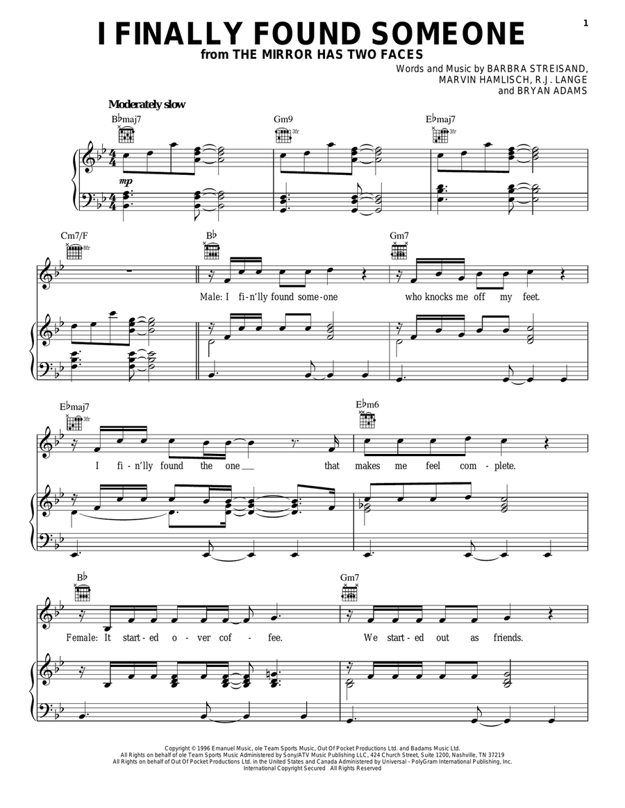 I Finally Found Someone I Finally Found Someone Acoustic Guitar scores gallery preview page 1