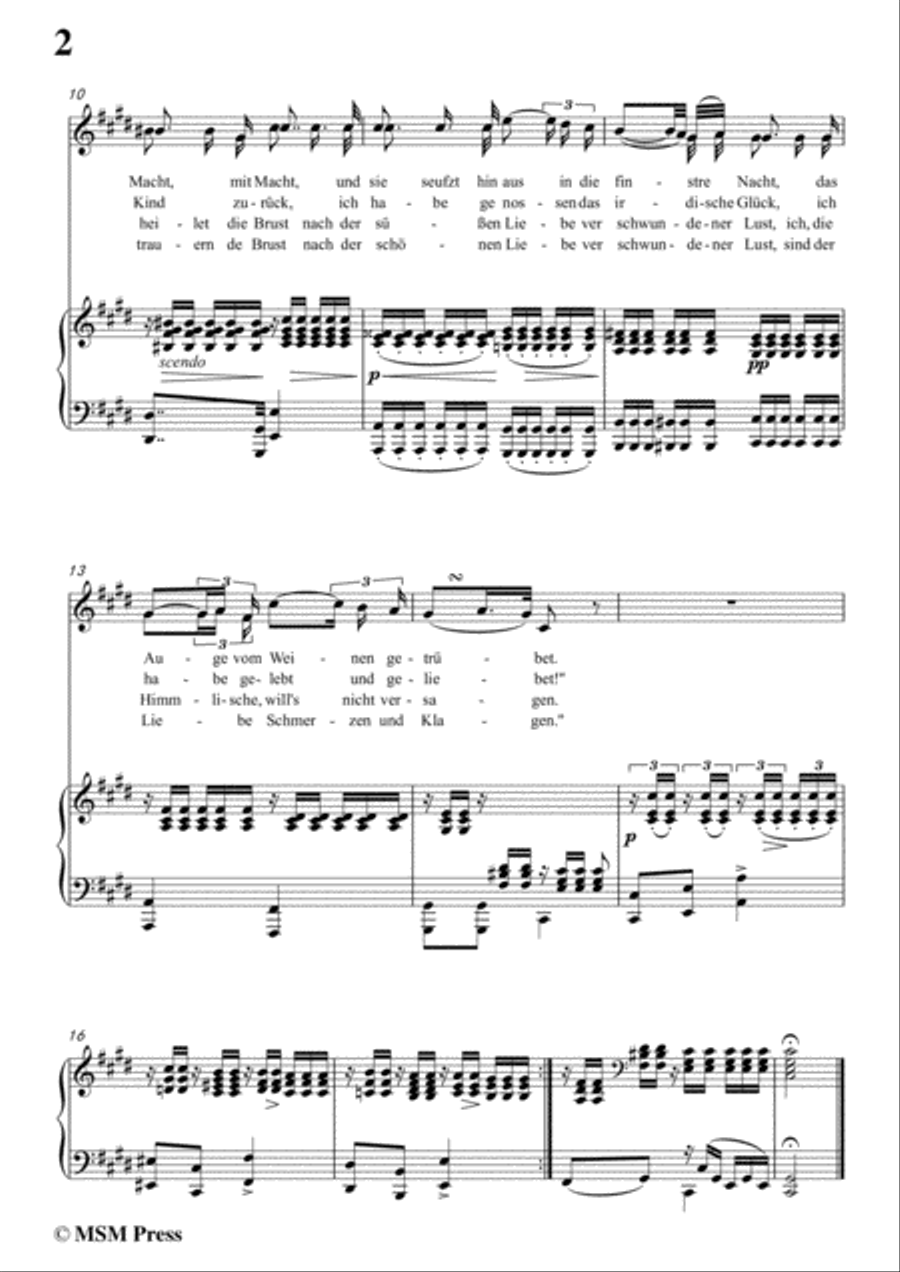 Schubert-Des Mädchens Klage,in c sharp minor,Op.8,No.3,for Voice and Piano Voice Solo scores gallery preview page 4