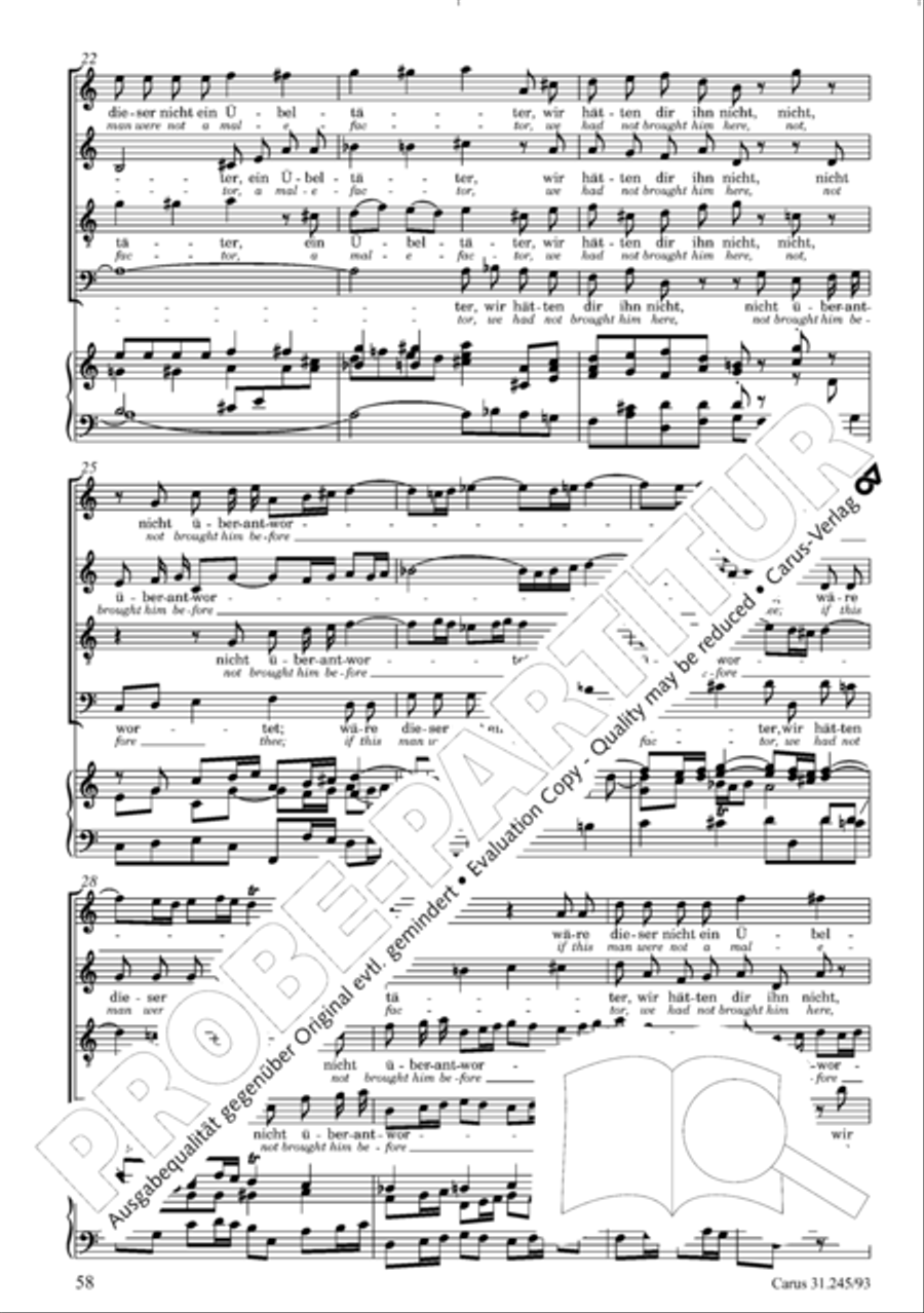 St. John Passion (Johannes-Passion) 4-Part scores gallery preview page 59