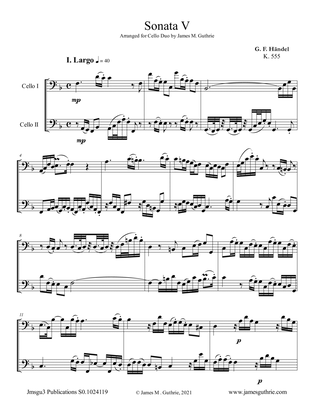 Book cover for Handel: Sonata No. 5 for Cello Duo