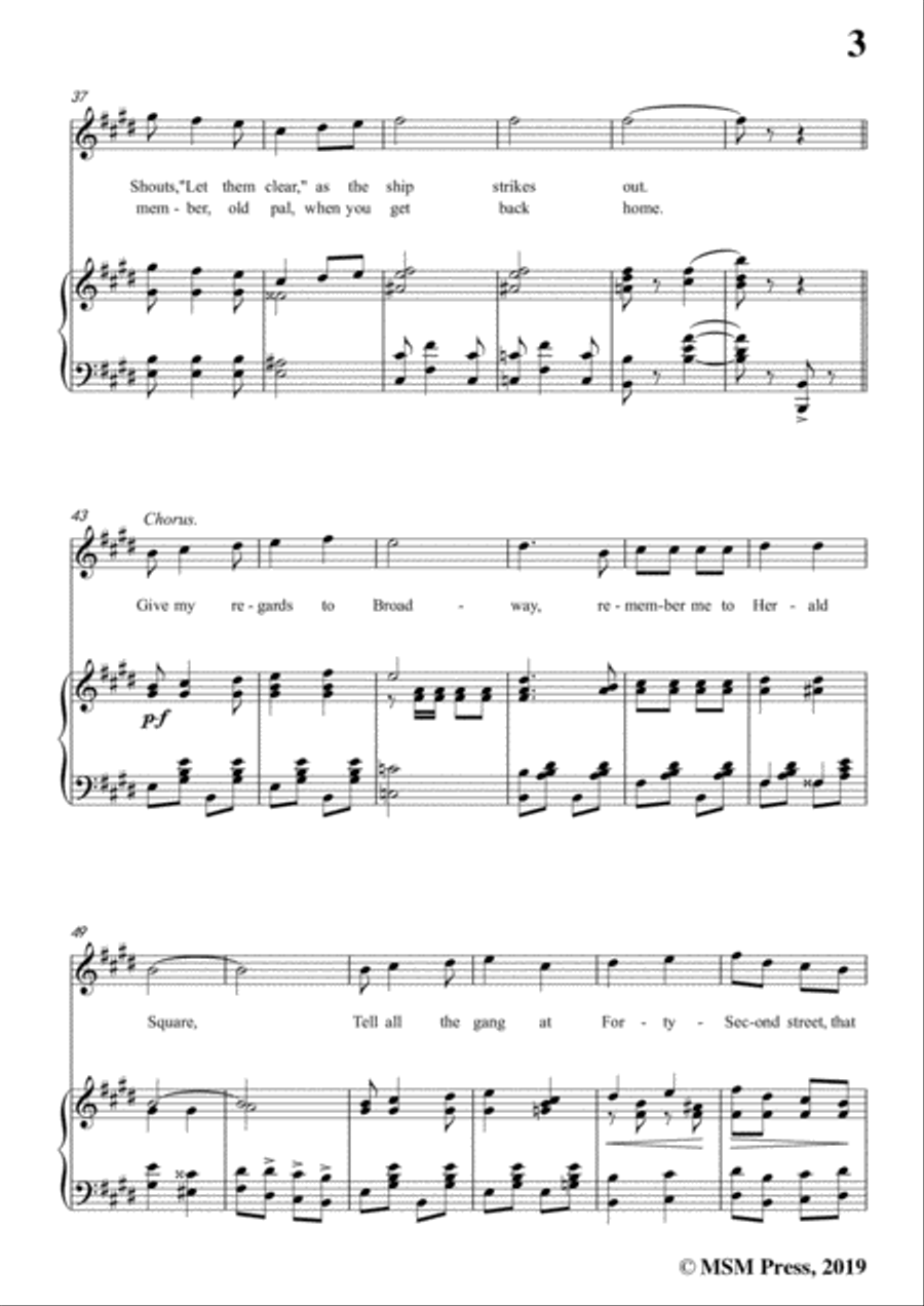 George M. Cohan-Give My Regards to Broadway,in E Major,for Voice&Piano Voice scores gallery preview page 5