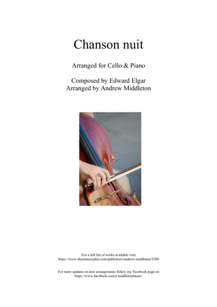 Chanson de nuit Op. 15 arranged for Cello and Piano image number null