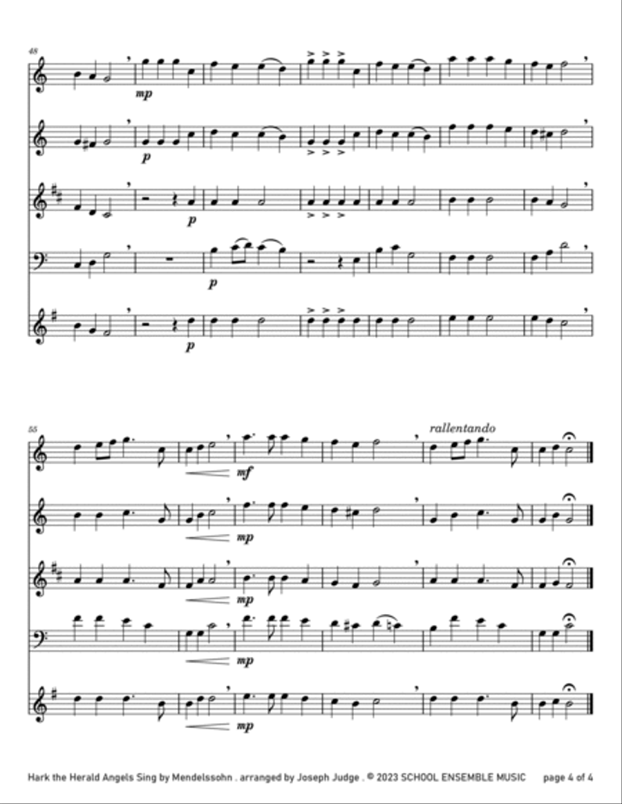 Hark The Herald Angels Sing for Woodwind Quartet in Schools Woodwind Quartet scores gallery preview page 4