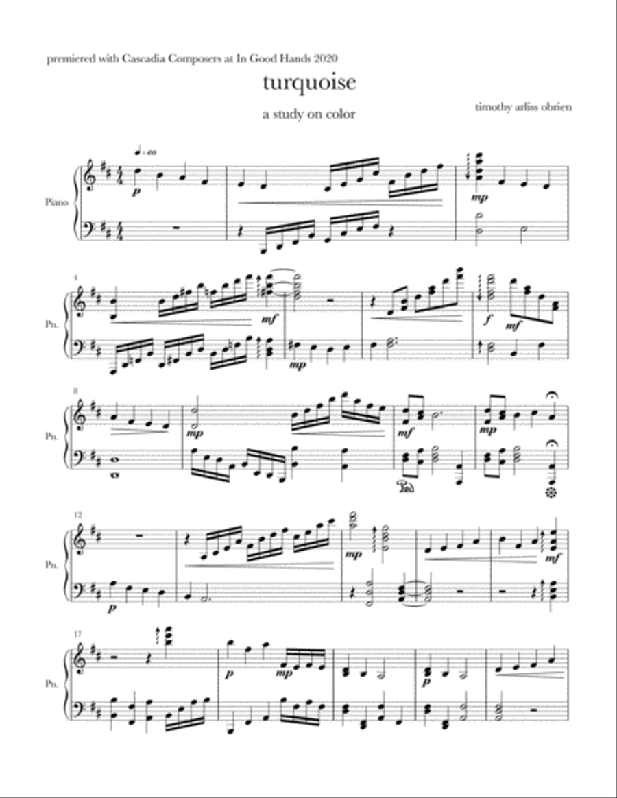 Turquoise Piano Solo scores gallery preview page 1