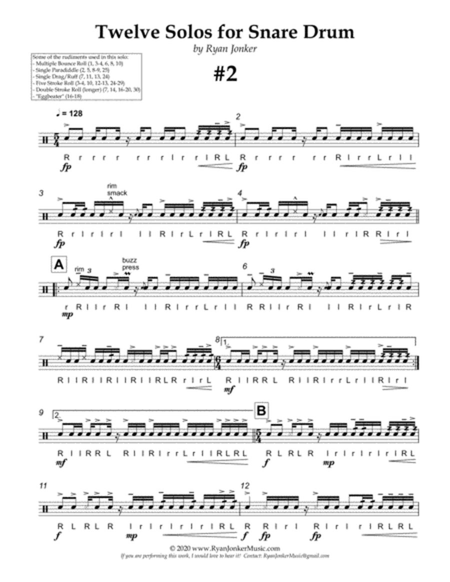 Snare Solo #2 (from "Twelve Solos for Snare Drum") image number null