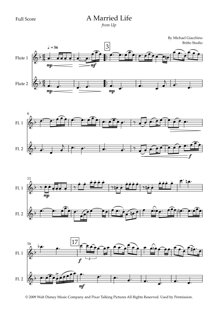 Married Life Flute Duet scores gallery preview page 1