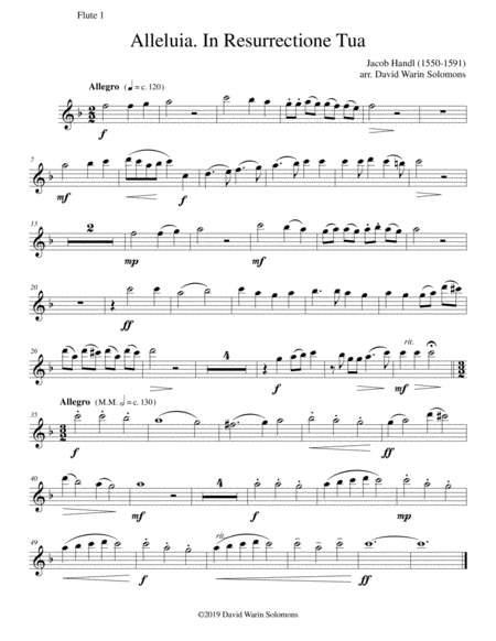 Alleluia In Resurrectione Tua arranged for flute octet or flute choir image number null