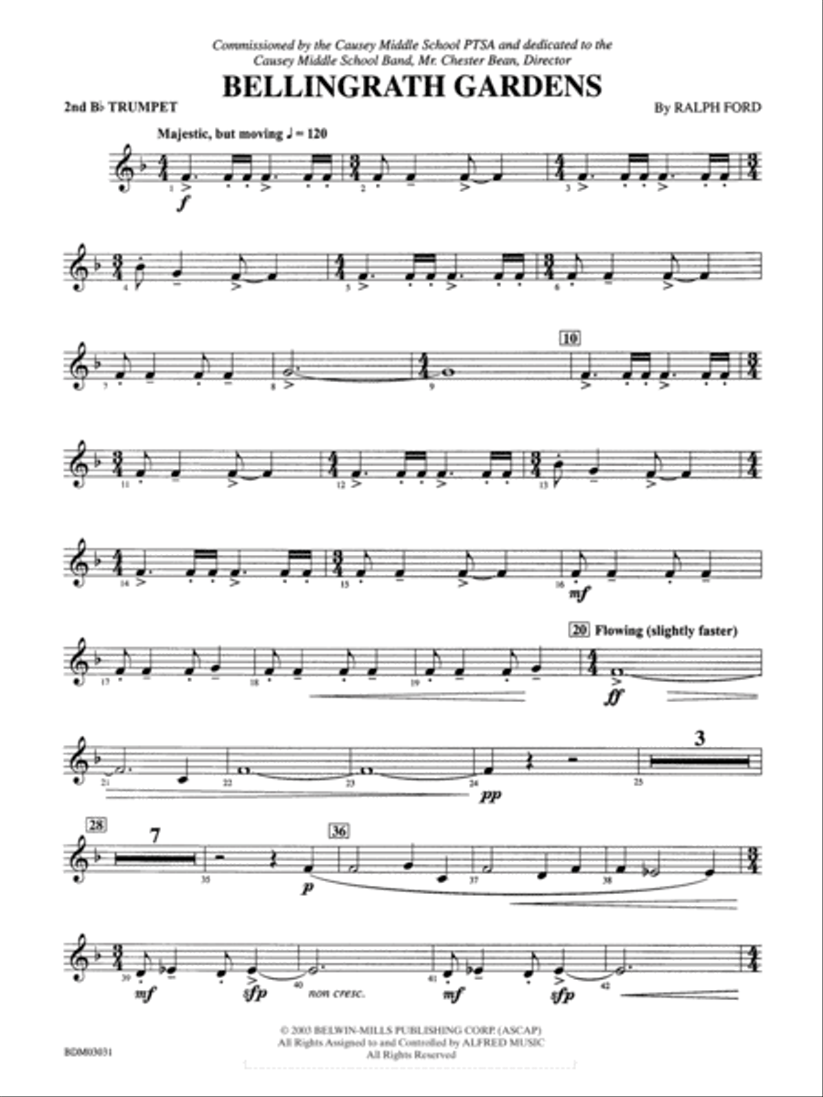 Bellingrath Gardens: 2nd B-flat Trumpet Concert Band scores gallery preview page 1