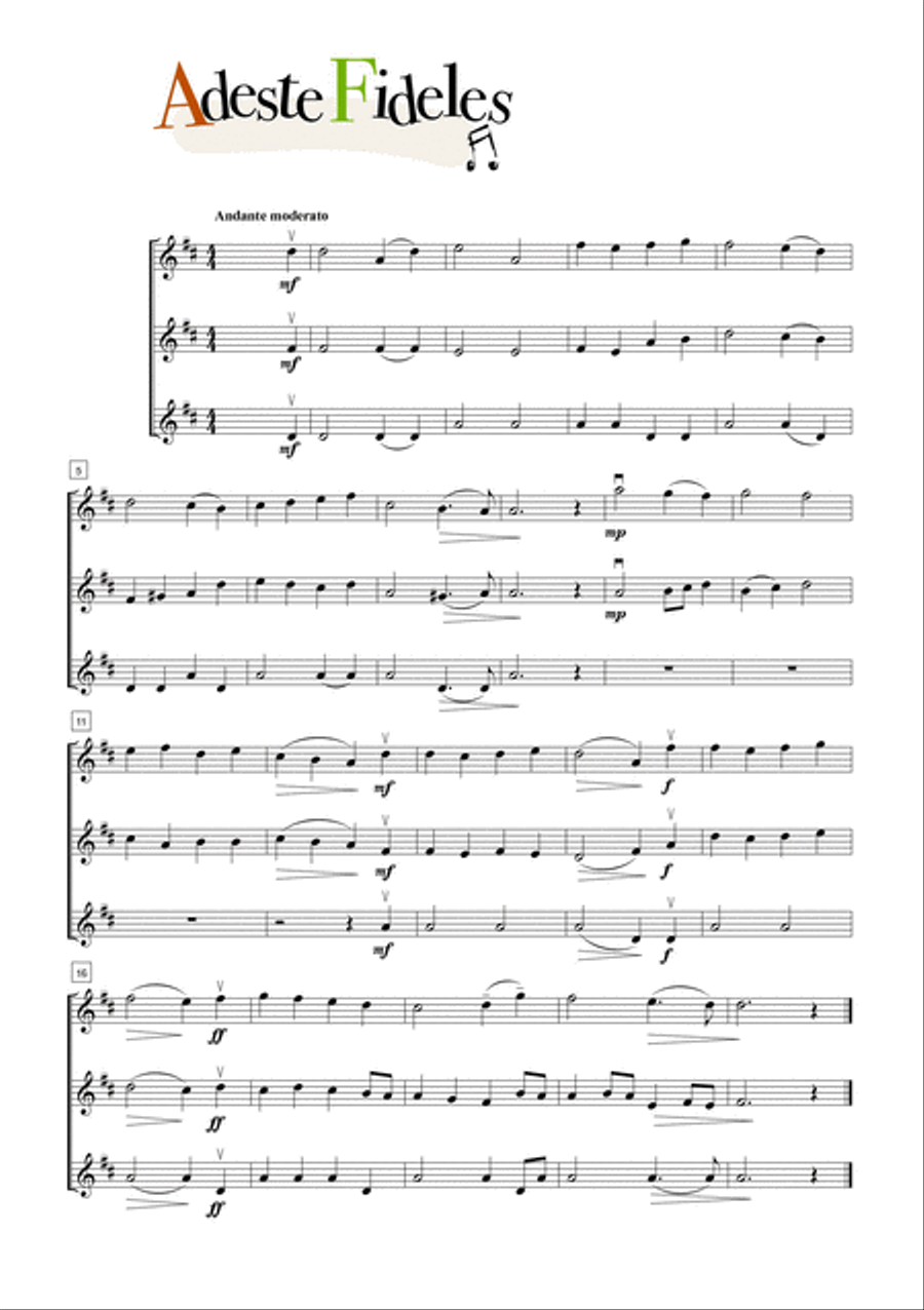 Violincicos: Seven Christmas Songs for Violin Solo, Duo or Trio String Duet scores gallery preview page 4