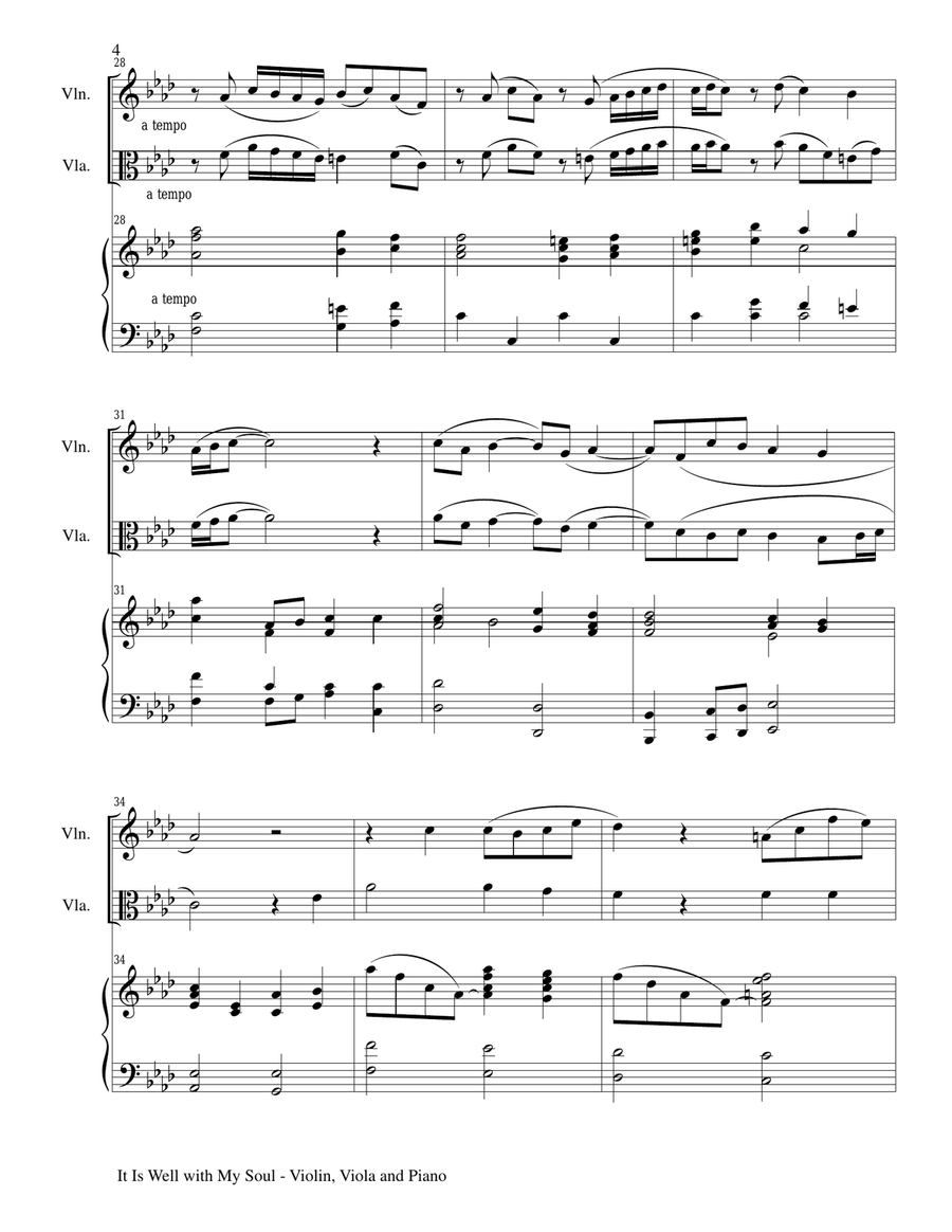 IT IS WELL WITH MY SOUL (Trio - Violin, Viola, Piano with Score and Parts) Small Ensemble scores gallery preview page 4