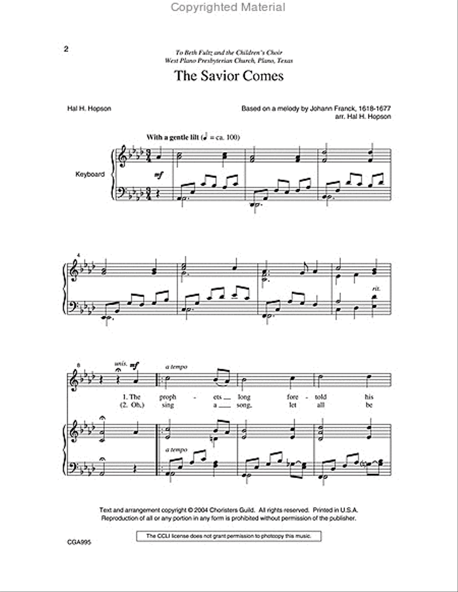 The Savior Comes 2-Part scores gallery preview page 2