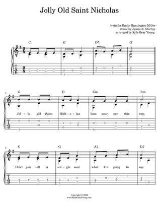 Jolly Old Saint Nicholas (easy fingerstyle guitar tablature)