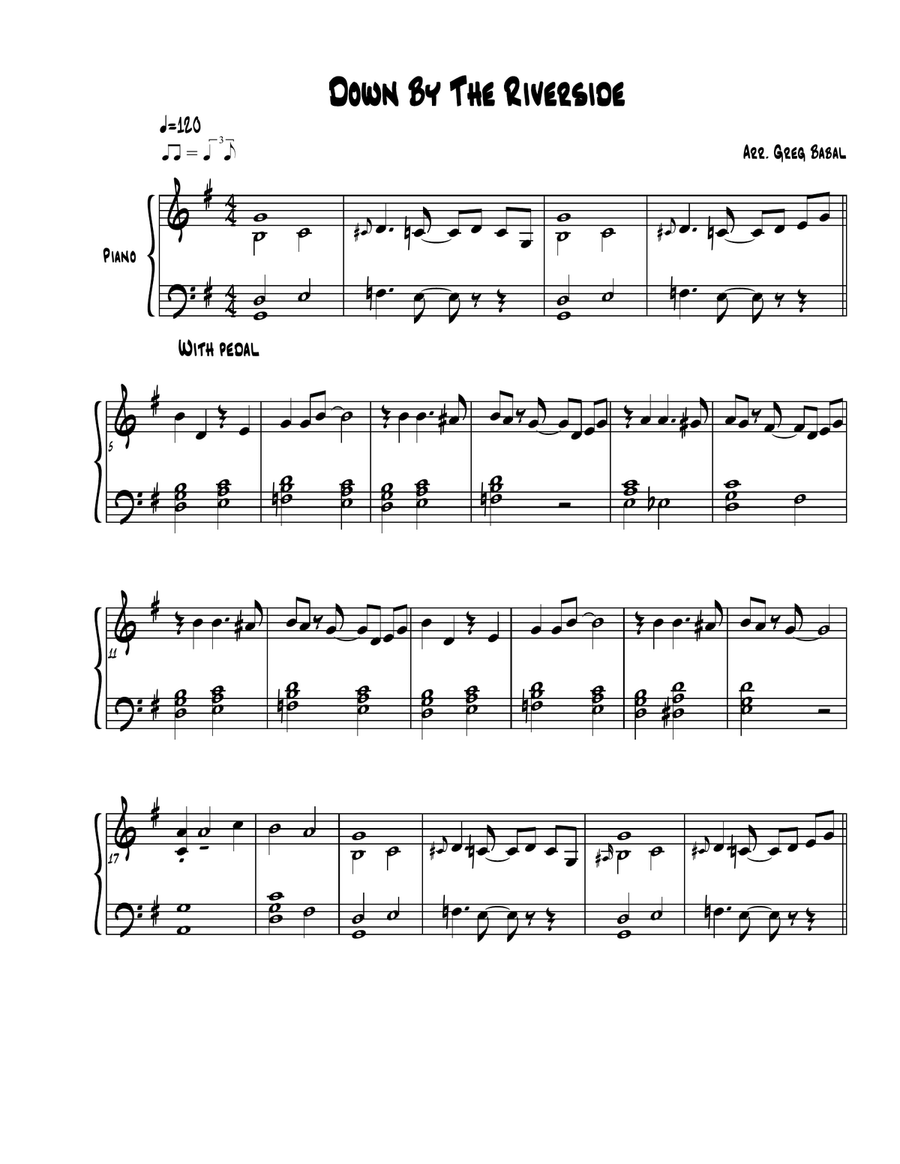 Down By The Riverside Piano Solo scores gallery preview page 1
