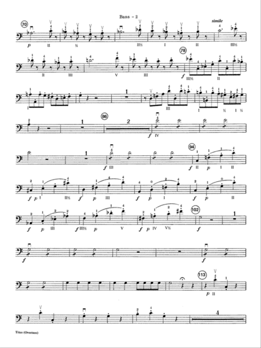 Titus Overture: String Bass Full Orchestra scores gallery preview page 2