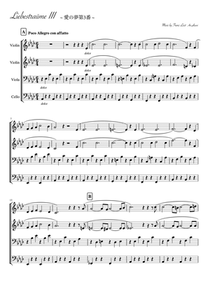"Liebestraum No.3" Strings quartetto