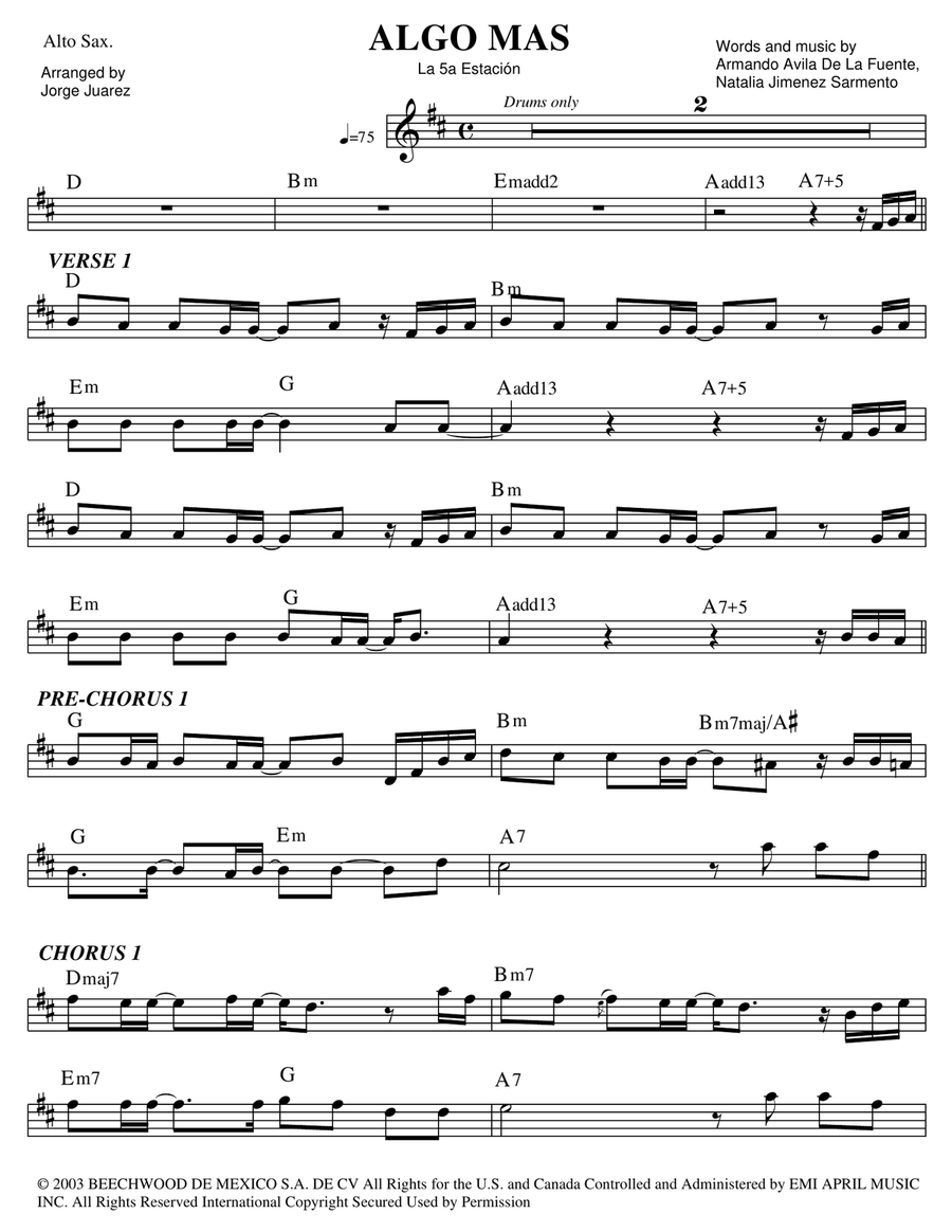 Algo Mas Algo Mas Alto Saxophone scores gallery preview page 1