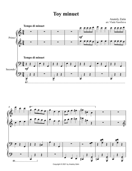 Toy minuet, for piano four-hands
