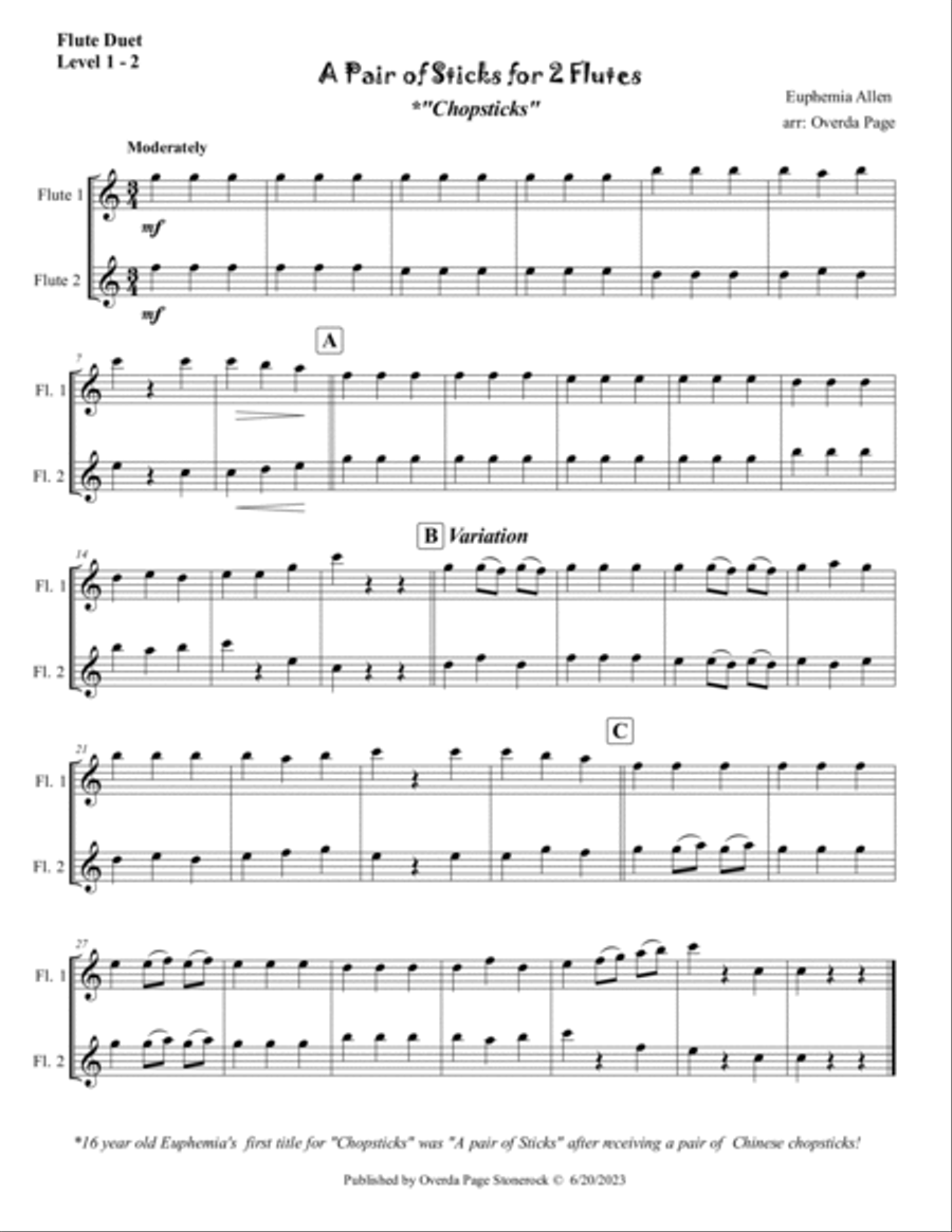 Six Easy Pieces Flute Duet scores gallery preview page 4