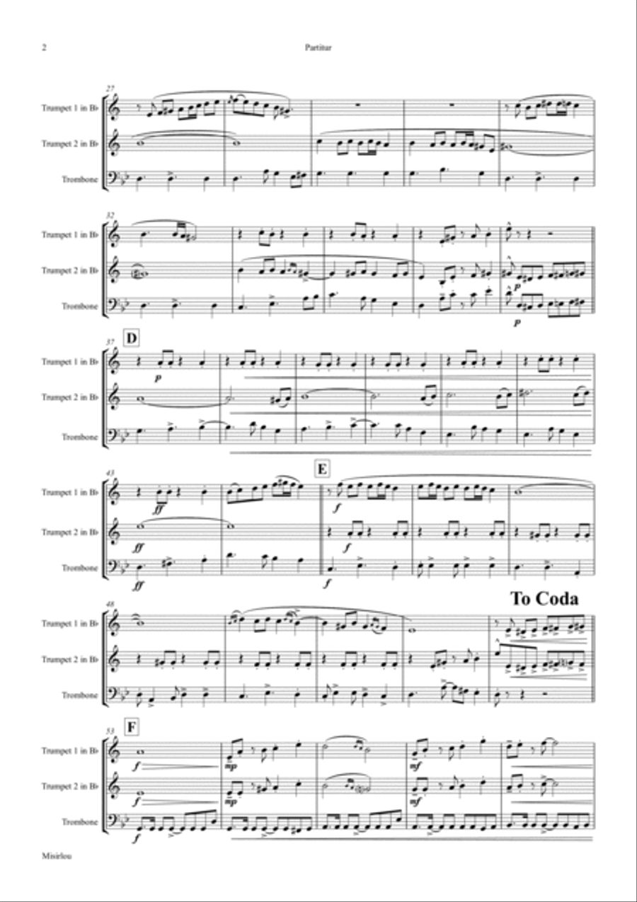Misirlou - Pulp Fiction - Brass Trio - Gm Brass Trio scores gallery preview page 2