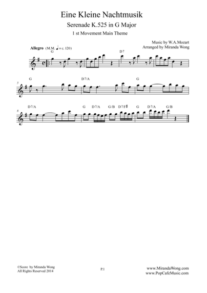 Eine Kleine Nachtmusik (From Serenade K.525) in G - Lead Sheet image number null